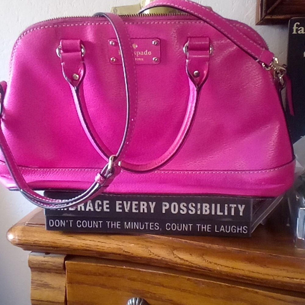 HOT PINK Leather Kate SPADE Handbag. See Pics. Read Discription.